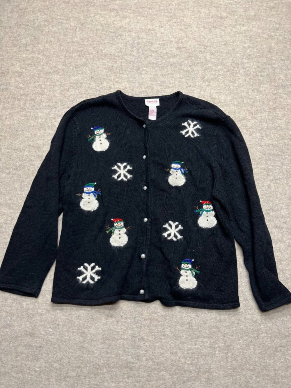 Vintage Crystal Kobe Snowman Cardigan Sweater Ugly Christmas Holidayinter sweate